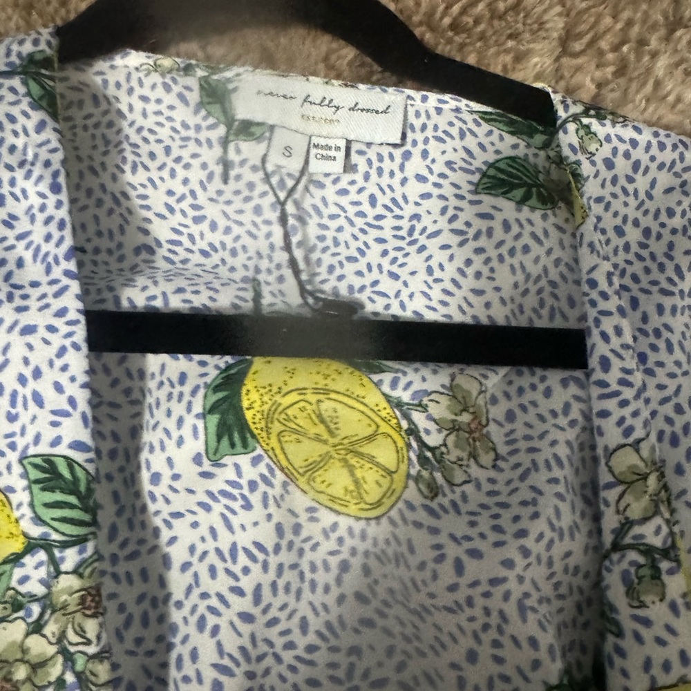 Never Fully Dressed Lemon Print Wrap Midi Dress - Picture 4 of 4